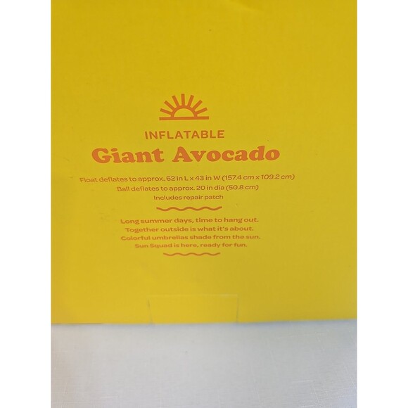 Sun Squad Inflatable Giant Avocado With Beach BallPool Float Large 57”×39x13 - Picture 8 of 9